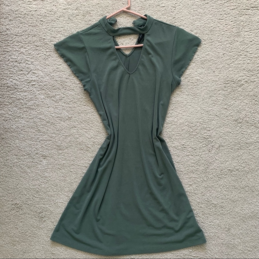 TEAL KEYHOLE MINI DRESS